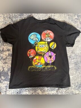 Large SpongeBob SquarePants Black Graphic Tee